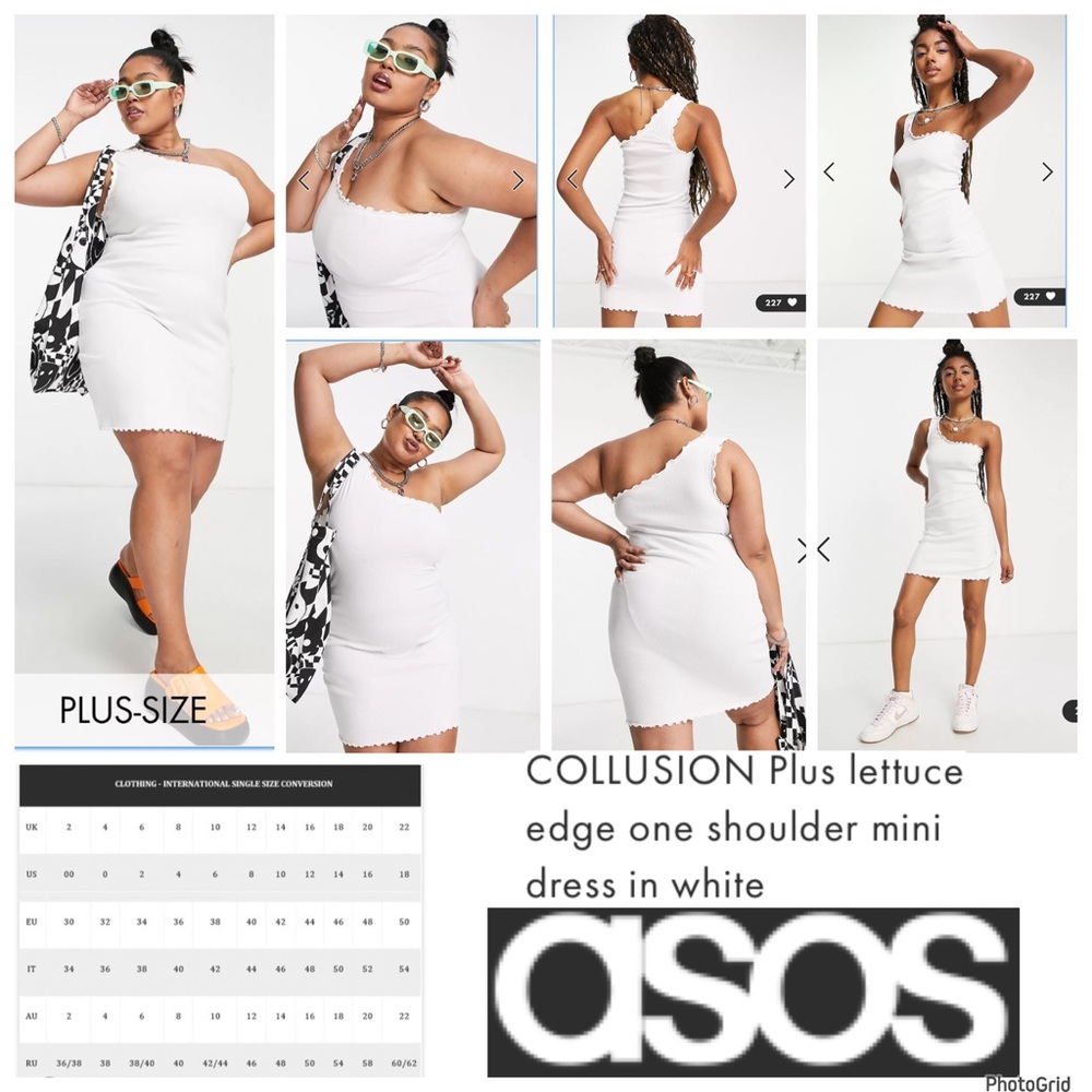 ASOS 24 plus size collision white one shoulder ribbed dress NEW
